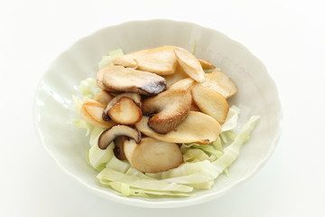Japanese food, oyster mushroom Eringi stir fried