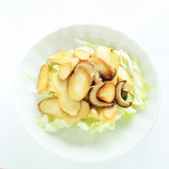 Japanese food, oyster mushroom Eringi stir fried