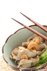 Japanese boiled pork and nut salad for summer food image Reishabu