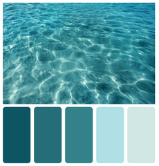 Fototapeta premium Ripples and flecks on ocean water. Color palette