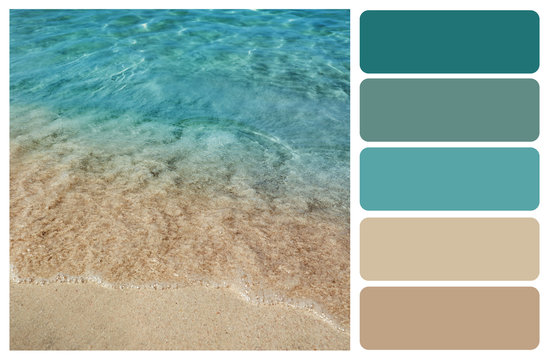 Picturesque view of beautiful seashore. Color palette