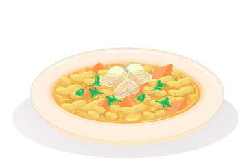 American Food Baked Beans Vegetables Illustration