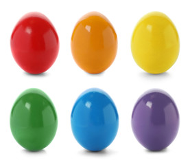 Fototapeta premium Set of colorful painted Easter eggs on white background