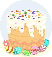 Food Kulich Easter Cake Ukraine Illustration