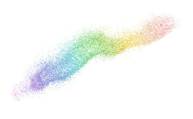 Sparkling rainbow glitter on white background background, top view