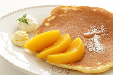 Peach and cheese Pan cake for breakfast image