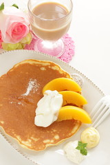 Peach and cheese Pan cake for breakfast image