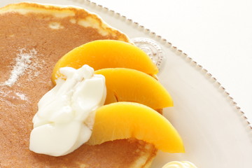 Peach and cheese Pan cake for breakfast image