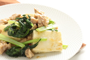 Chinese food, tofu and pork stir fried
