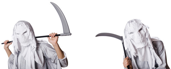 Monster with scythe in halloween concept 
