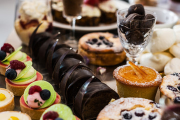 various desserts on buffet