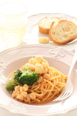 Japanese Mentaiko fish roe and Cauliflower pasta