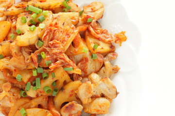 Korean kimchi and lotus root stir fried