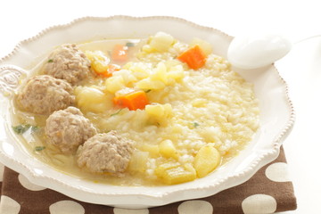 Italian food, meat ball rissoto