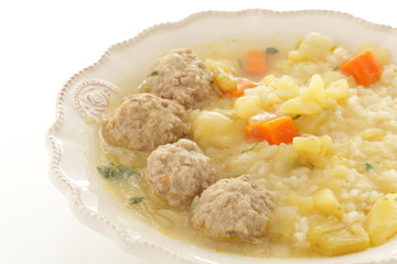 Italian food, meat ball rissoto