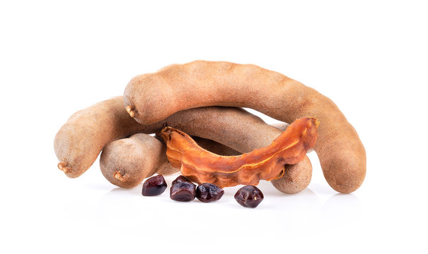 Sweet ripe tamarind with isolated on a white background