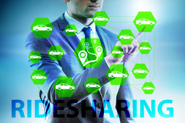 Businessman in carpooling and carsharing concept