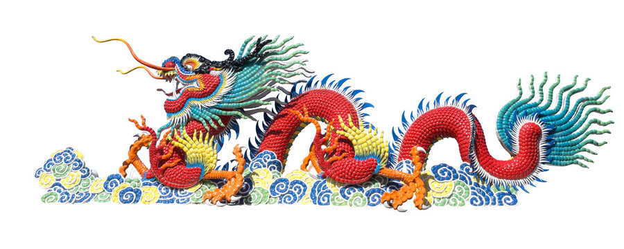 Colorful Chinese dragon on white background