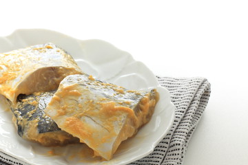 Japanese food ingredient, miso marinated mackerel