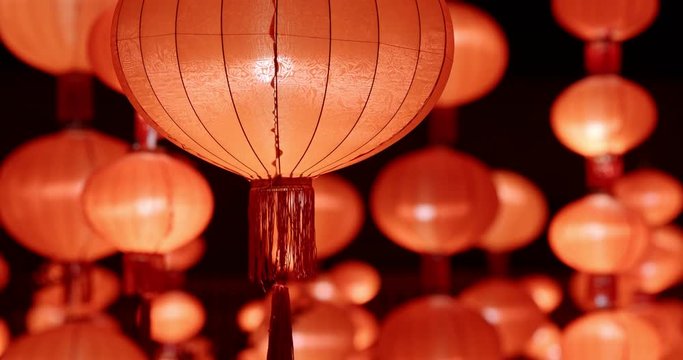 Red lantern hanging at outdoor