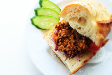 Homemade Keema curry sandwich