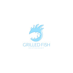 Fototapeta na wymiar Logo grilled fish restaurant