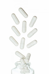 White medicine  capsules
