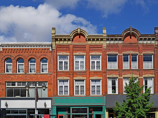 Facades of preserved 19th century commercial buildings of the type found in some older North...