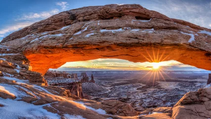 Foto auf Leinwand Mesa Arch Winter Sunrise Panorama © lightphoto2