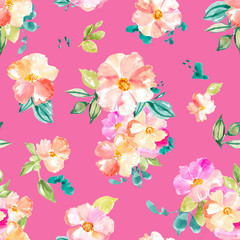 Seamless Watercolor Floral Wallpaper Background Pattern. Girly Wallpaper Floral Pattern