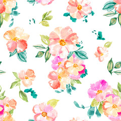 Seamless Watercolor Floral Wallpaper Background Pattern. Girly Wallpaper Floral Pattern