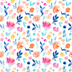 Seamless Watercolor Floral Wallpaper Background Pattern. Girly Wallpaper Floral Pattern