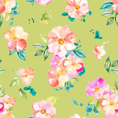 Seamless Watercolor Floral Wallpaper Background Pattern. Girly Wallpaper Floral Pattern