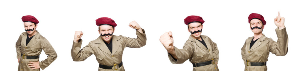Funny soldier in military concept
