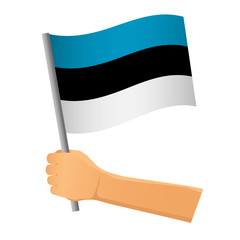 Estonia flag in hand