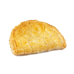 Fresh Homemade Chicken Puff Pastry. Bread and Bakery Products Isolated on White background