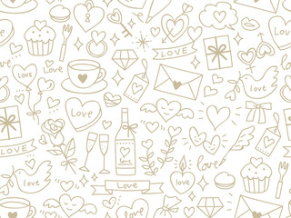 Seamless pattern of Valentine's elements