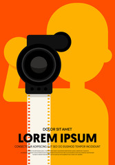 Movie and film poster design template background modern vintage retro style