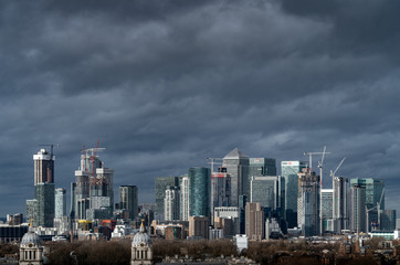 A View of the Docklands London Under Moody Skies