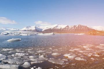 Winter season natural landscape Jokulsarlon glacier Iceland