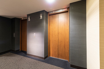 Office interior, hall with two elevators