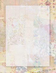 Vintage floral letterhead stationary with blank background and decorated frame perfect for wedding or invitation with a spring theme