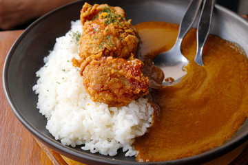 Japanese curry rice, fried pork.