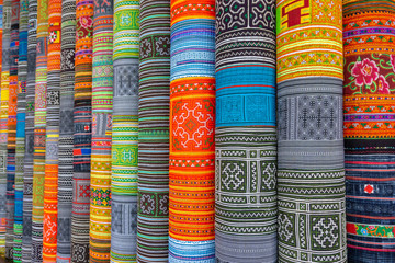 Handicrafts embroidered cloth with traditional pattern of ethnic minority Hmong in Vietnam