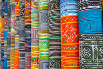 Handicrafts embroidered cloth with traditional pattern of ethnic minority Hmong in Vietnam