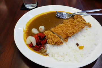 Japanese curry rice, fried pork.