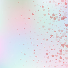 Red heart love confettis. Valentine's day gradient