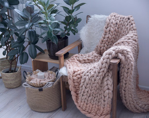 Cozy Hugge rug in the interior, Scandinavian style, Merino wool handmade