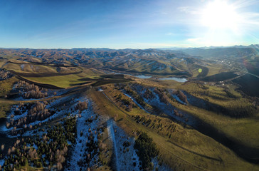 Naklejka premium Drone view of autumn landscape