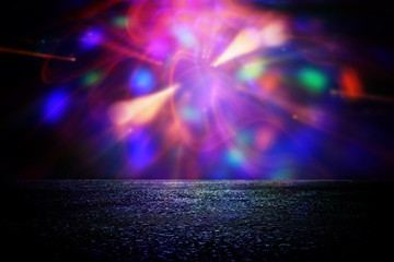 Spotlight over concrete floor. dark black background